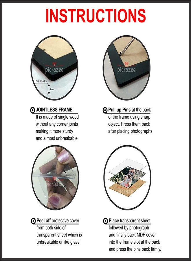 PICRAZEE إطار صور خشبي جداري من بيكريزي، بتصميم "عِش، حُب، اضحك"، يضم صورًا متعددة في إطار واحد (8 صور، أسود، مقاس 16 × 24 بوصة)، مستطيل الشكل - Image 5